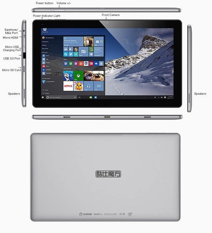 Cube iwork 1x review en español análisis tablet PC con Windows 10 pantalla panorámica y 4GB de RAM reseña opinión especificaciones detalles técnicos batería pantalla Full HD soporte para teclado