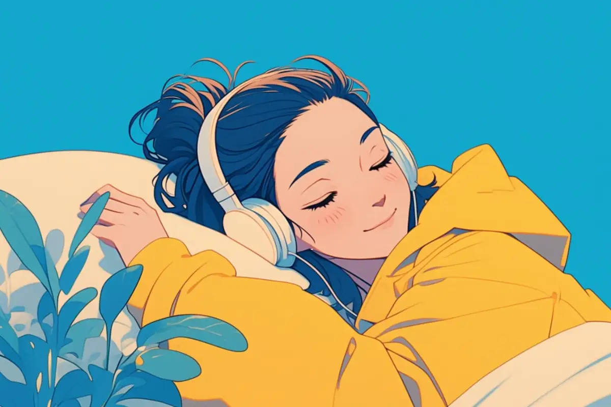apps de sonidos relajantes para android chica durmiendo escuchando musica