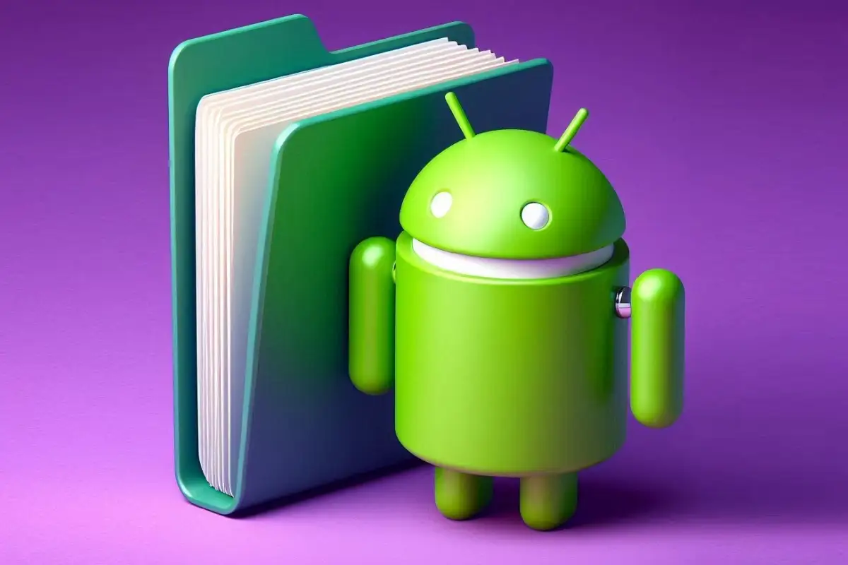 exploradores de archivos para android la mascota de android al lado de una carpeta