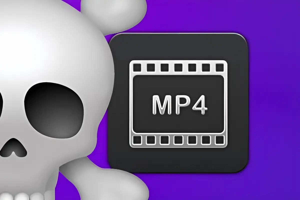 Dañar un video para que no se pueda recuperar Un archivo MP4 y el emoji de una calavera