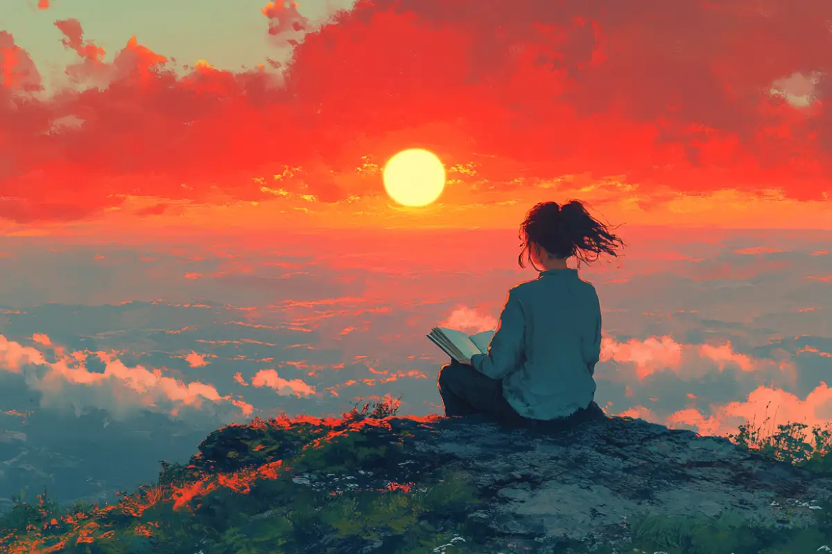 aplicaciones android para concentrarse y estudiar chica estudiando con un libro al atardecer