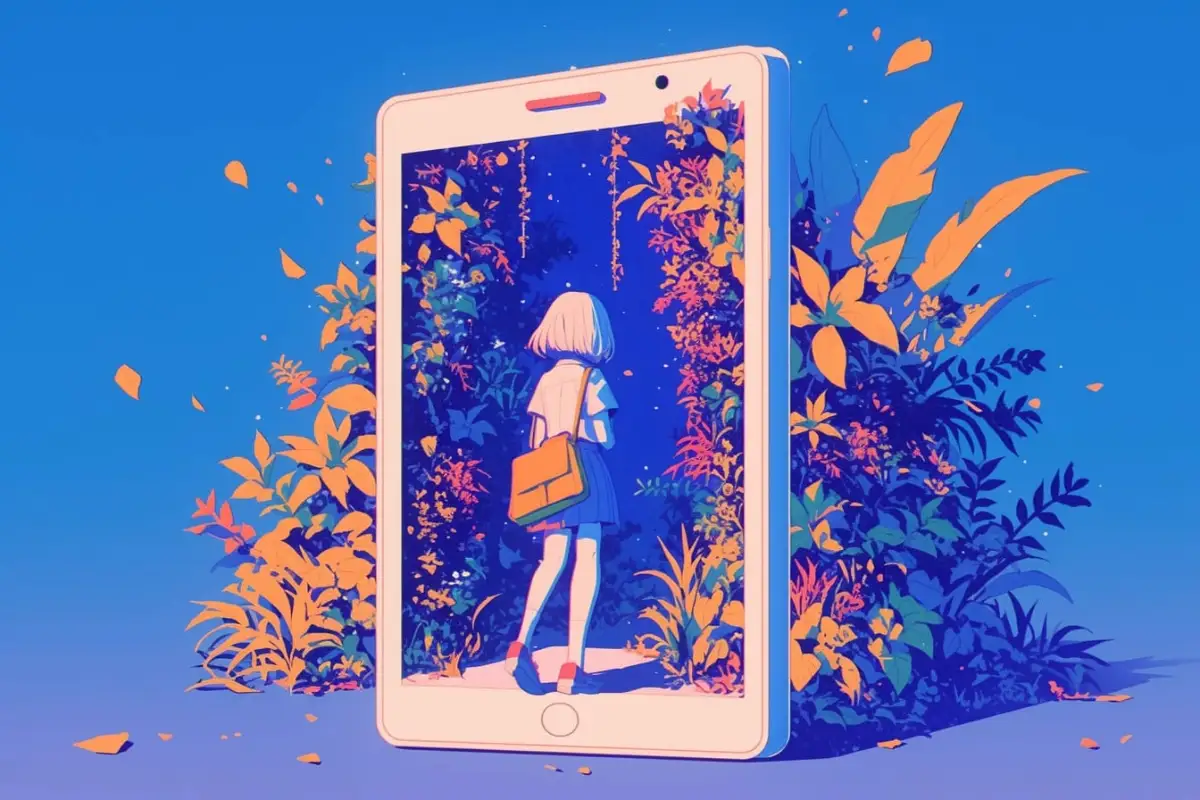 mejores apps fondos de pantalla animados android chica entrando en un telefono gigante