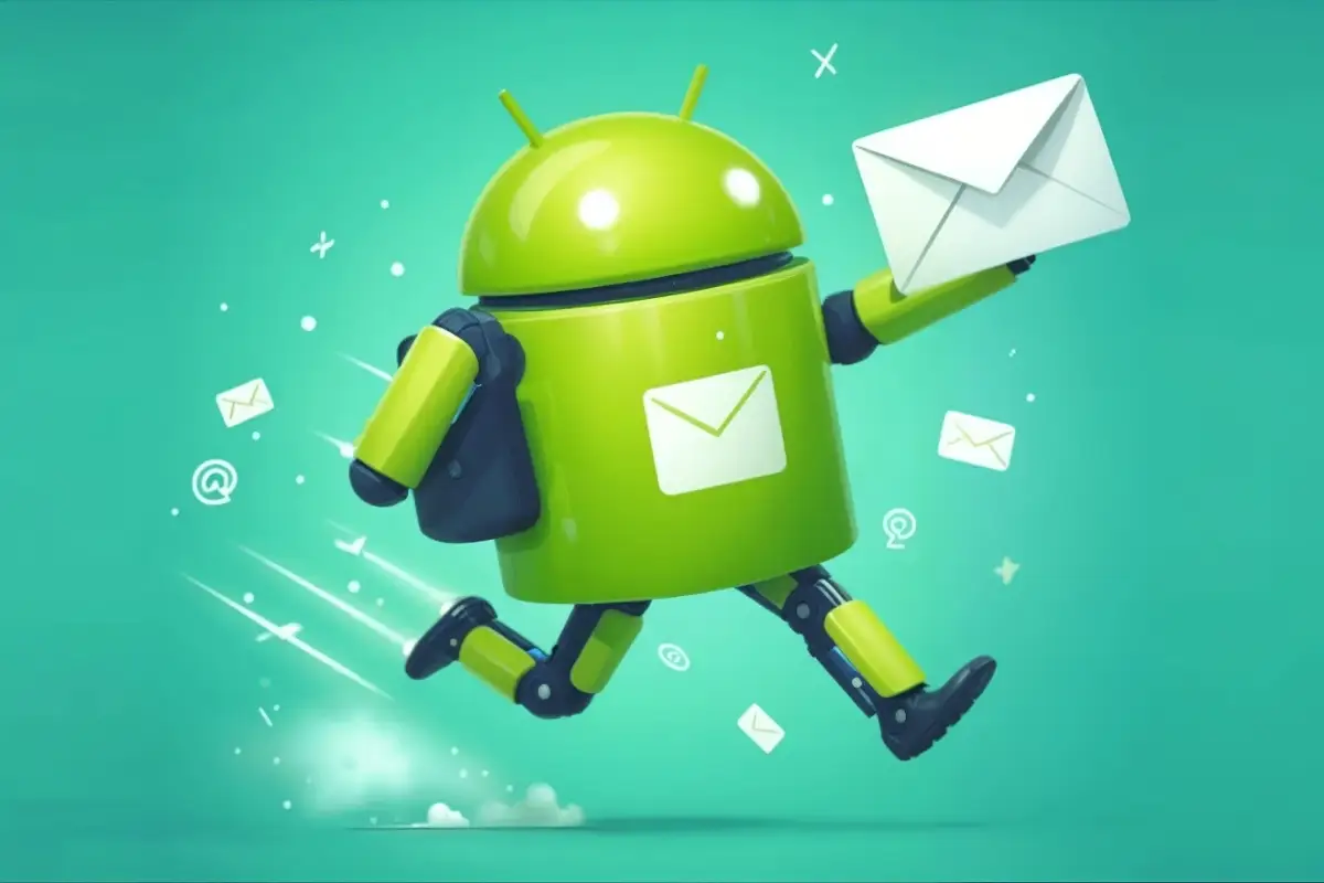 mejores clientes de correo android la mascota verde de android llevando un correo