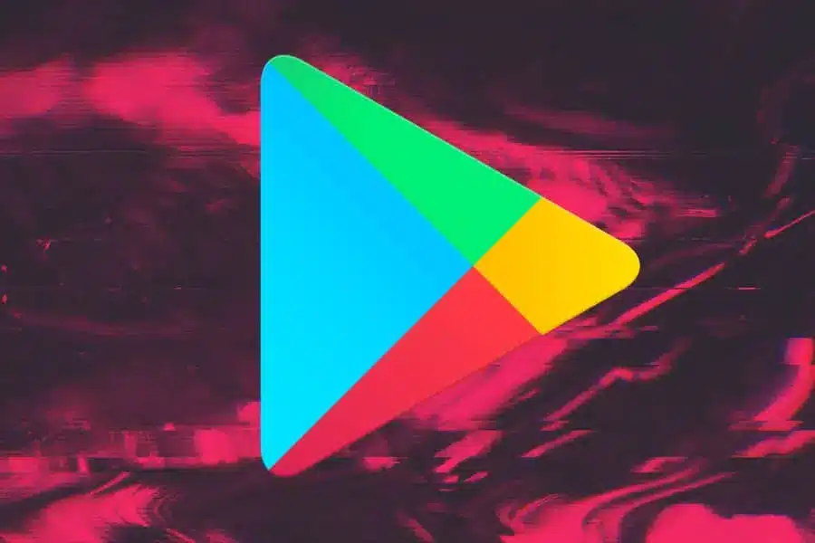 El logo de Google Play Store sobre un fondo colorido
