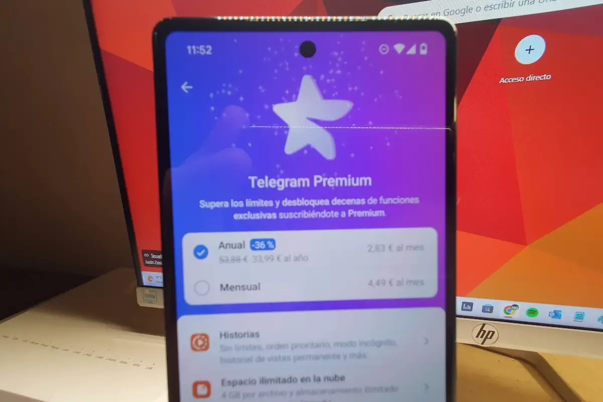 Telegram premium gratis a cambio de enviar SMS Pantalla de Telegram premium