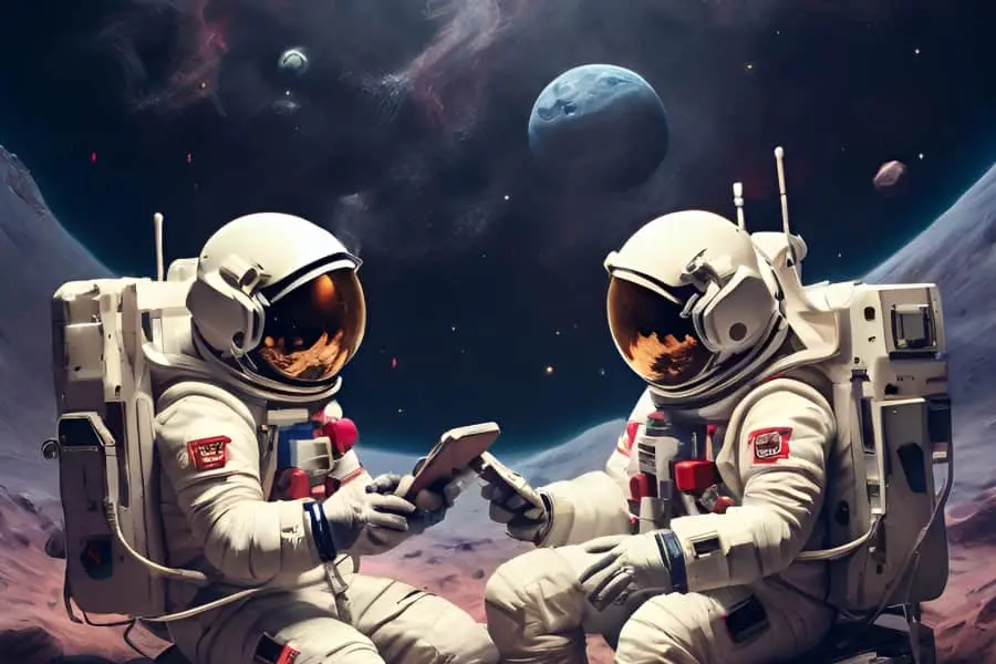 Viernes-de-Wallpapers-Marzo-2024 Wallpaper de dos astronautas en el espacio