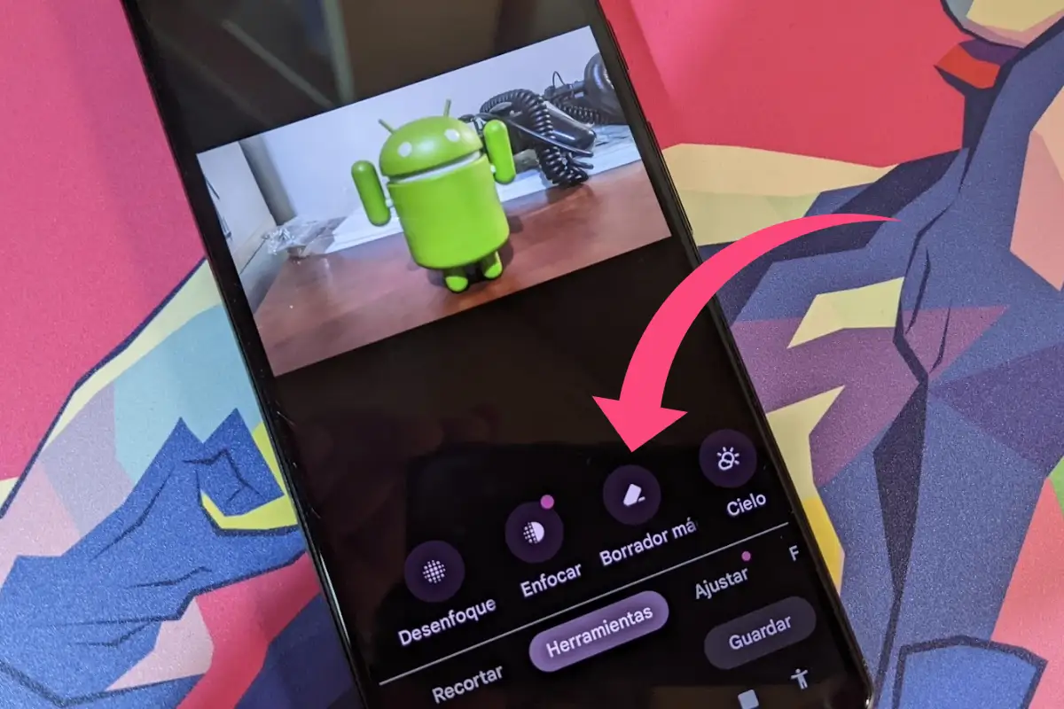 Borrar objetos y personas con el borrador magico de Google Fotos Menú de edición de Google Fotos