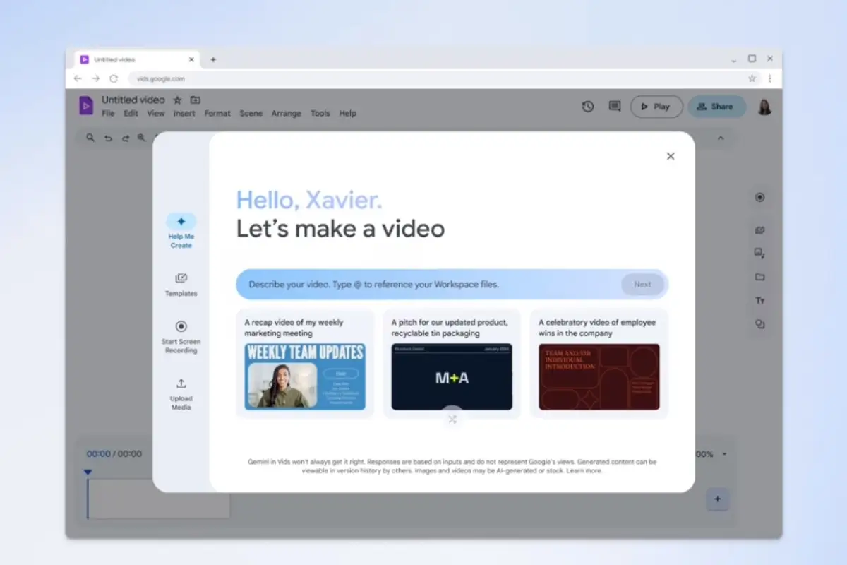 Google Vids Workspace app para crear videos con IA Google Vids