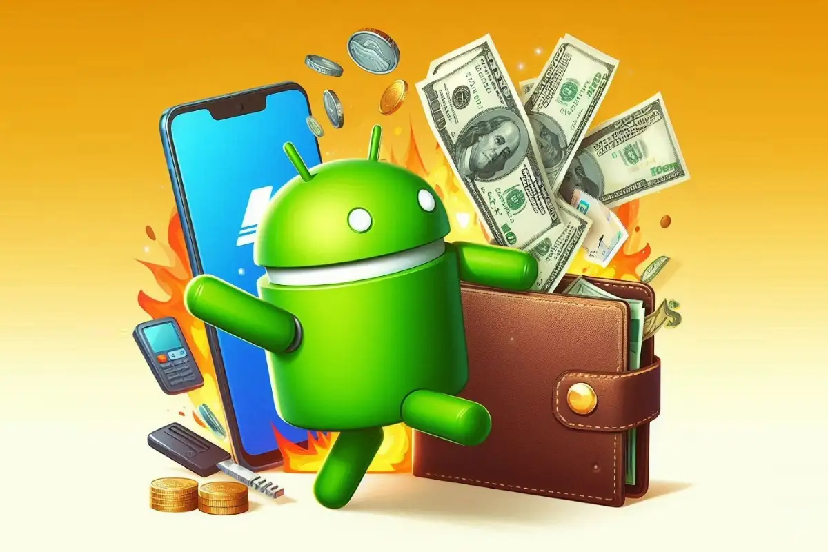 Trucos para conseguir credito gratis en Play Store La mascota de Android con una cartera gigante