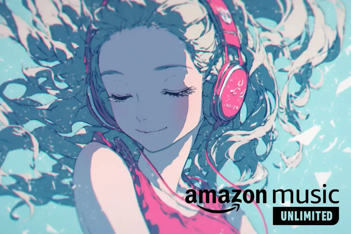 amazon music unlimited 5 meses gratis para usuarios prime chica escuchando musica con auriculares