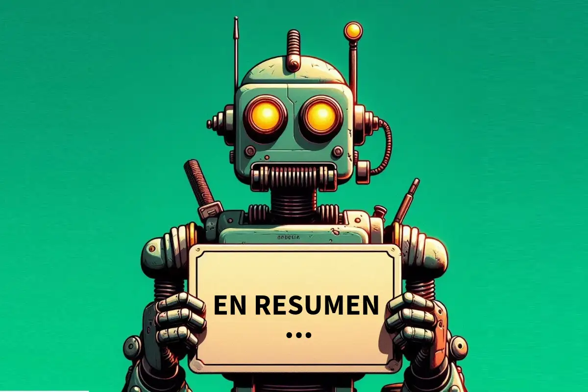 chatgpt palabras y frases mas utilizadas un robot sujetando un cartel