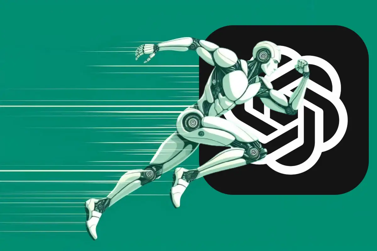 chatgpt usos rapidos robot corriendo y el logo de chatgpt