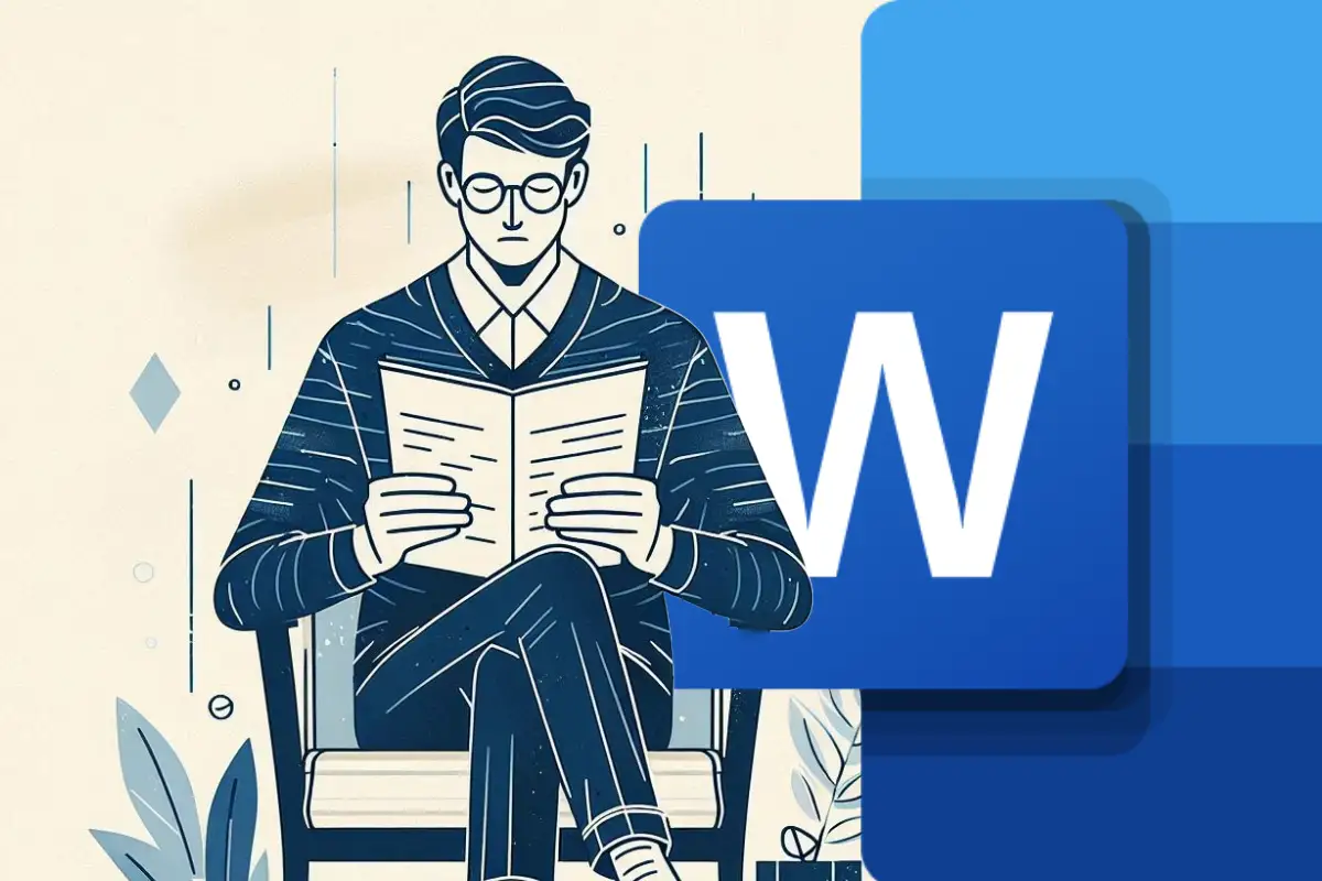 como usar el detector de plagios de microsoft word hombre leyendo un documento