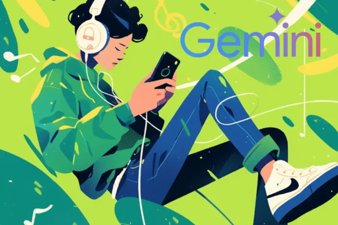 gemini buscar musica en spotify chico escuchando musica con el movil