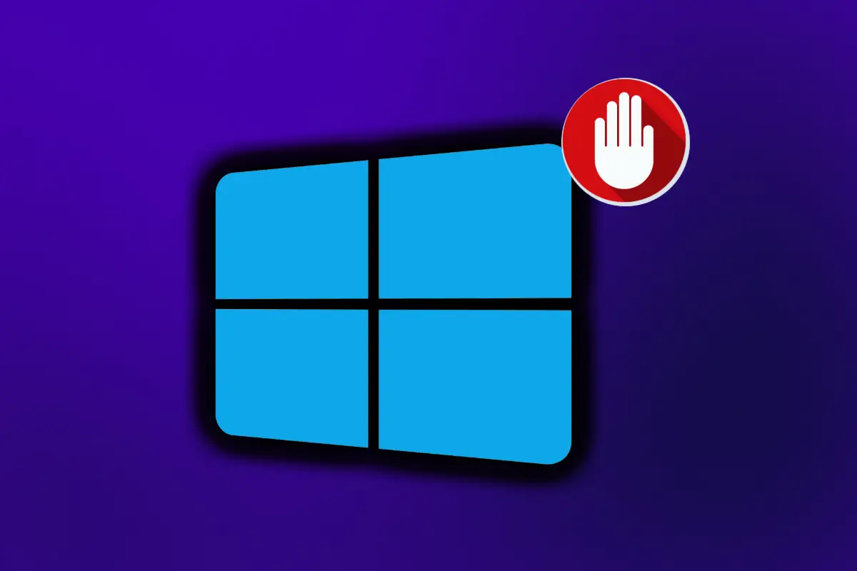 gestionar permisos de aplicaciones en windows windows y una imagen de stop